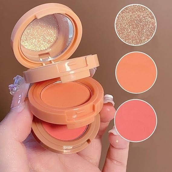 3 in1 Face Blusher + Highlighter Palette